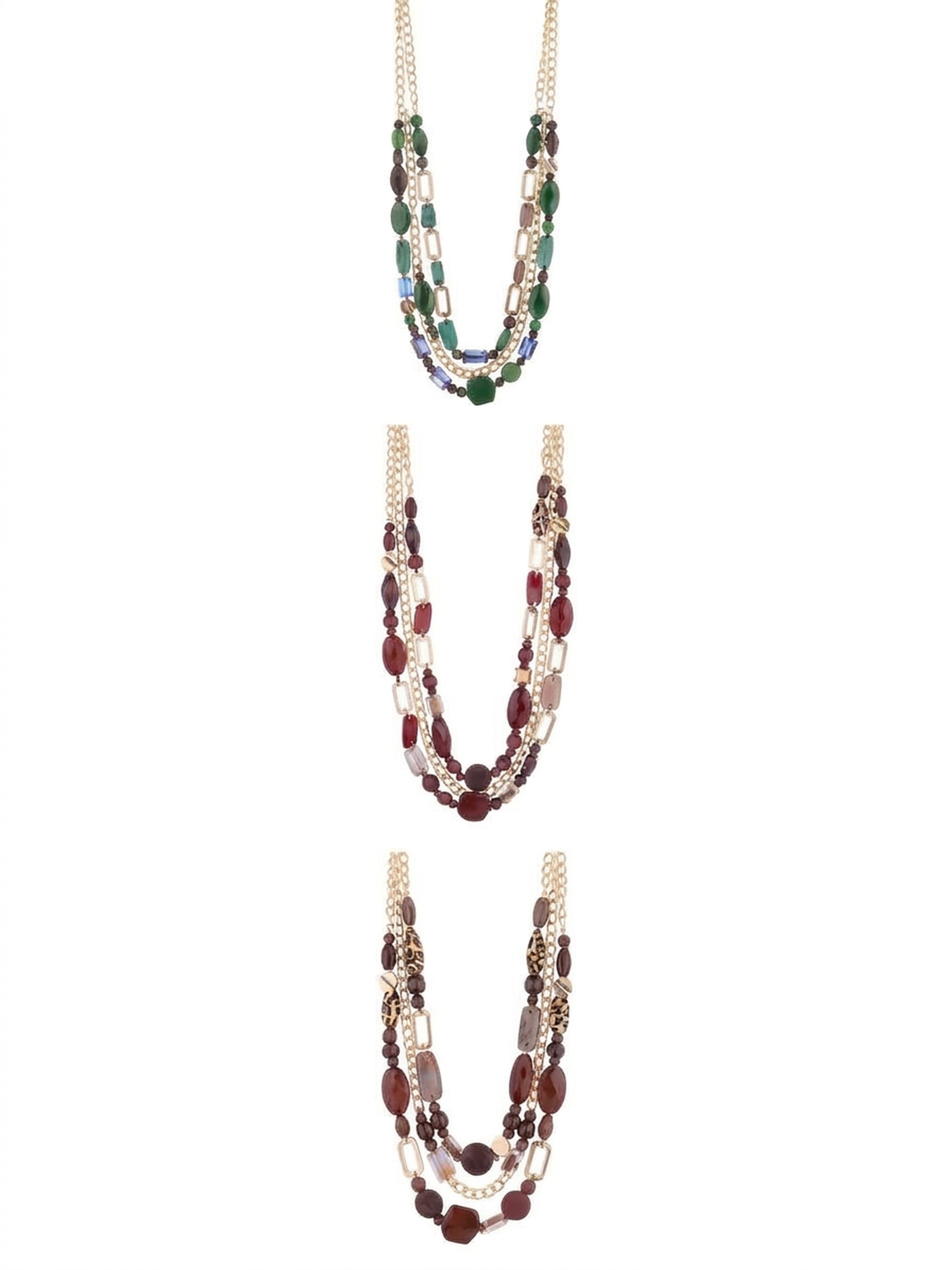 Collar largo multicapa con cuentas de colores